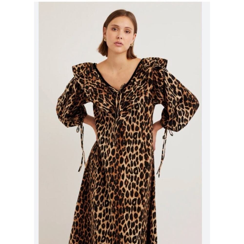 DAMSON MADDER Sz 12 UK 8 US Leopard Print Barbs Ruffle Midi Dress - Picture 12 of 12